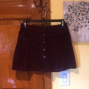 Brandy Melville Burgundy Corduroy Skirt